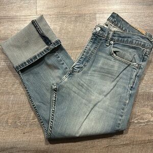 Levi’s light blue, high, waisted, straight leg, distressed, destroyed jeans 30